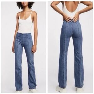 Free People We The Free Pull-On Flare High Rise Women's 29 Medium Wash Stretch